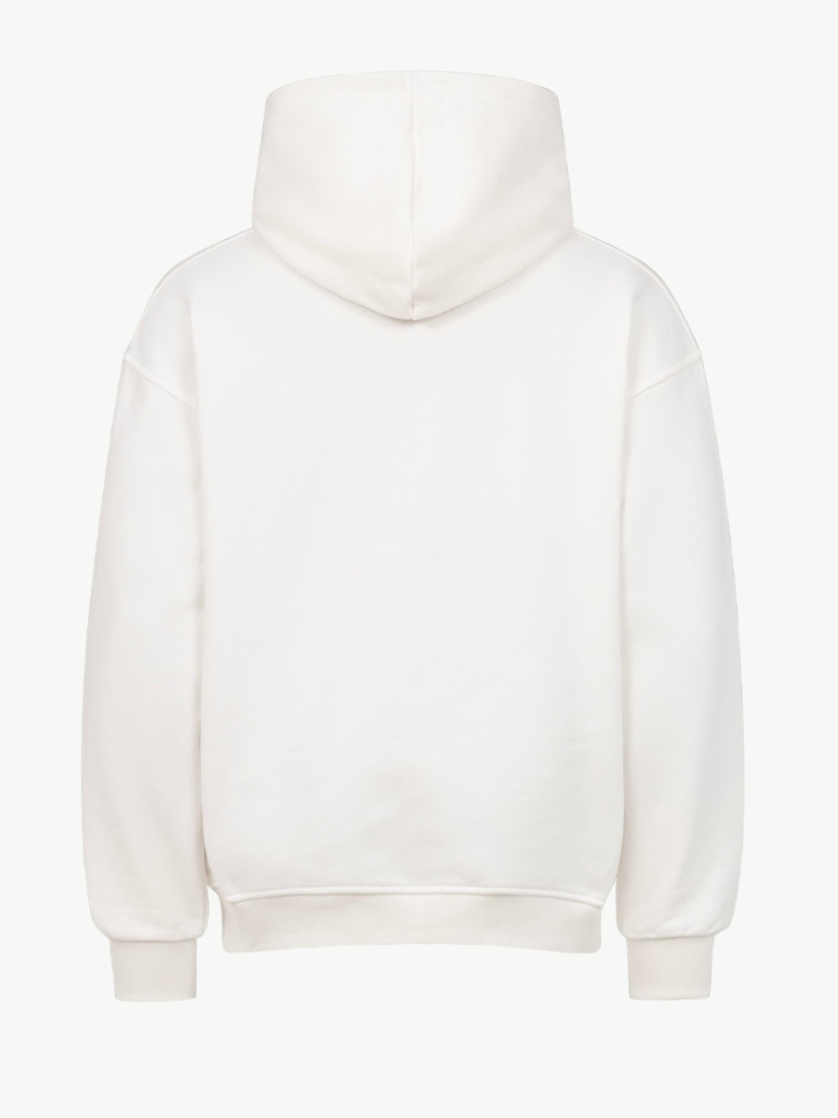 VYFINITY Private Frequency Hoodie – Weiß – Produktansicht Rückseite – clean ohne Rückenprint – Unisex Hoodie