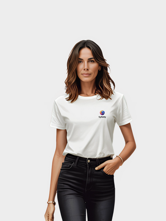 Vyfinity Organic Shirt – Damen Bio-T-Shirt mit schwarzem Logo