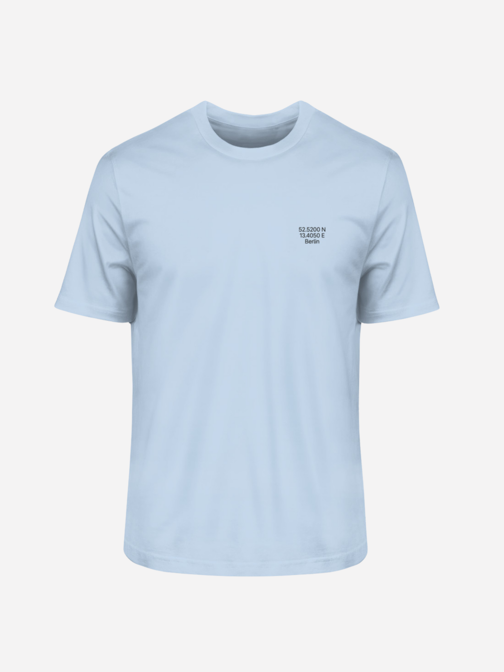 Vyfinity Berlin T-Shirt in Blue Soul mit schwarzem Berlin-Skyline-Print und Koordinaten