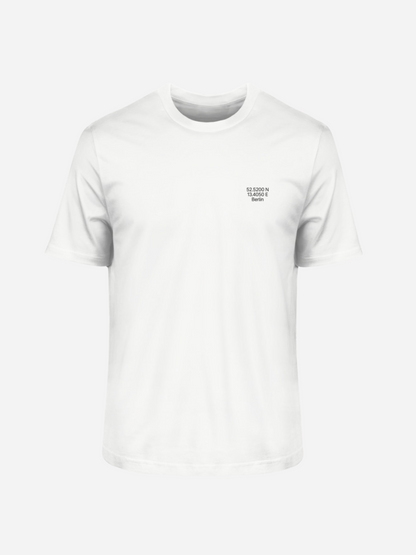 Vyfinity Berlin T-Shirt in Off White mit schwarzem Berlin-Skyline-Print und Koordinaten