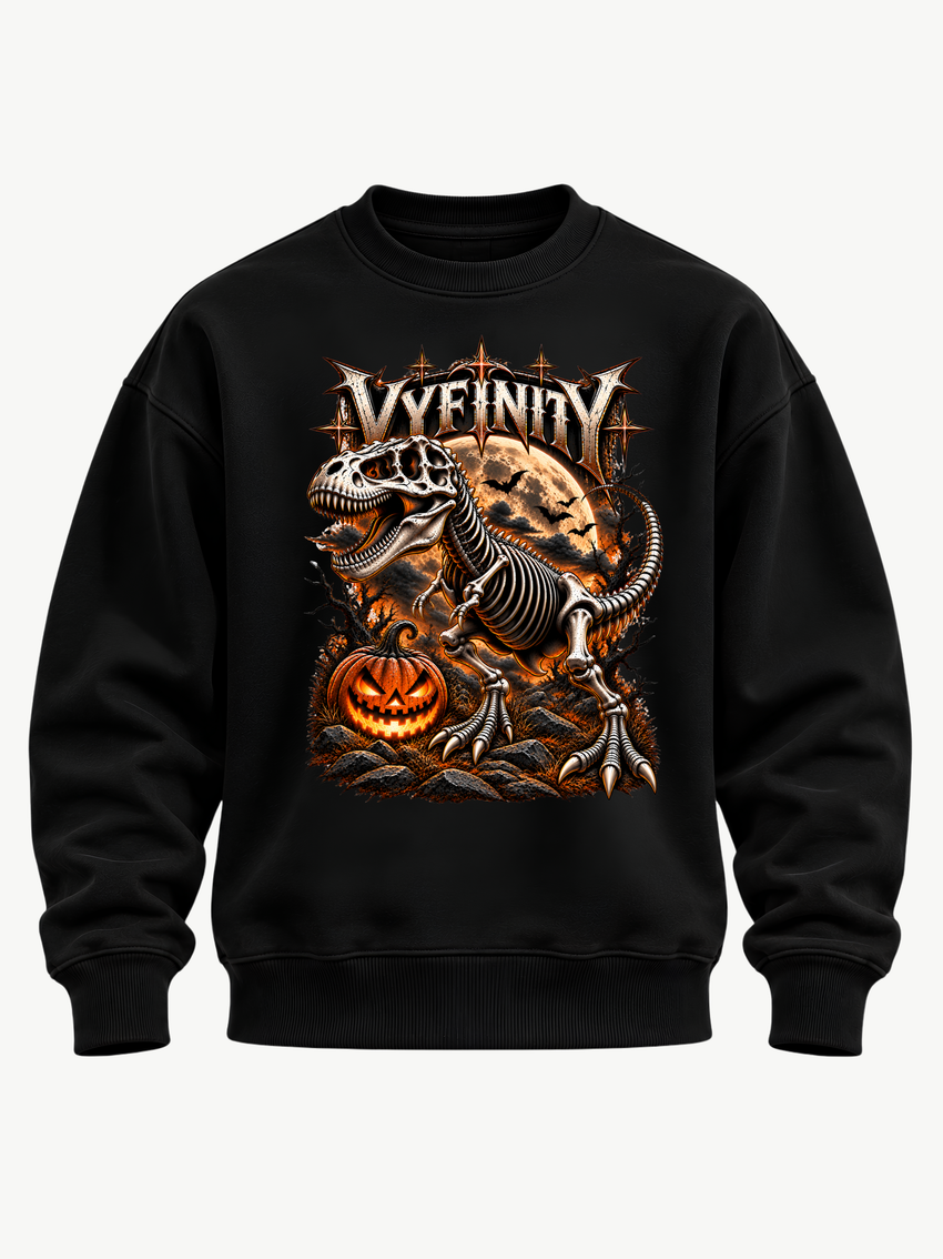 Schwarzes VYFINITY Sweatshirt mit Dino-Halloween-Motiv