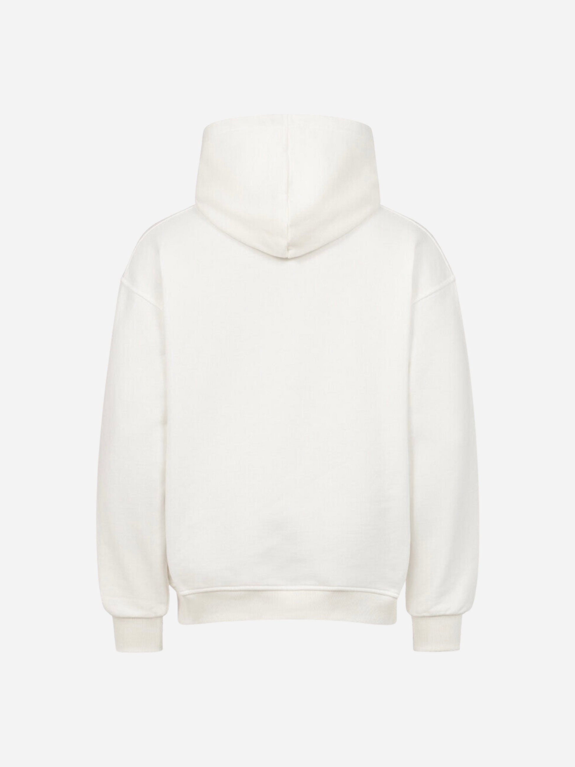 Rückseite des weißen Vyfinity Hoodie „The Closer“, schlicht ohne Print für minimalistischen Look.