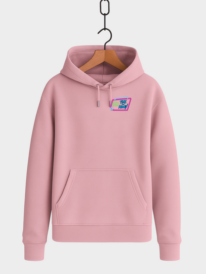 Vyfinity Einstein Hoodie Rosa Vorderseite mit Time is Money Patch Neon Streetwear