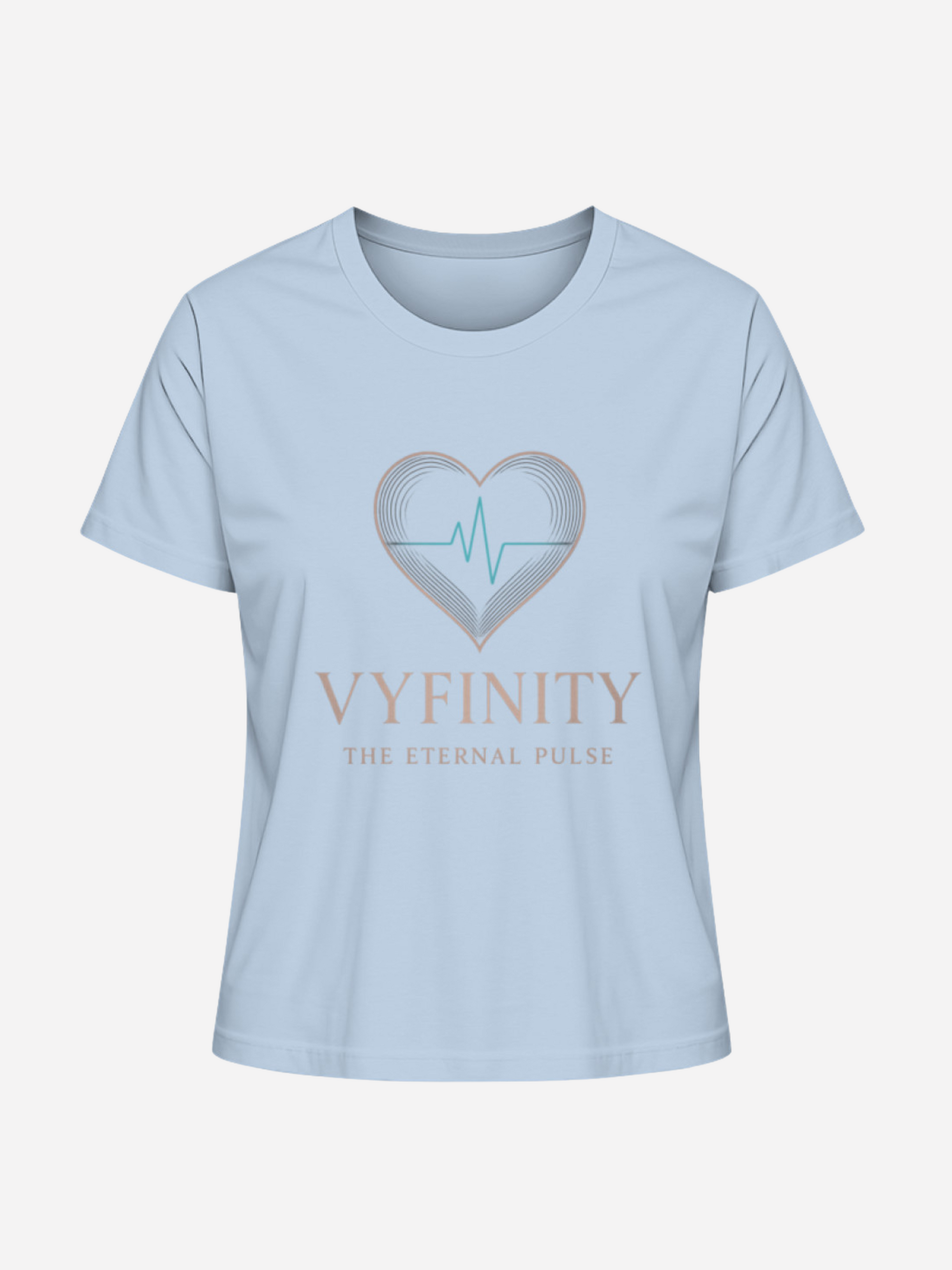 Vyfinity Damen T-Shirt in Blue Soul mit Herz- und Puls-Logo – Aufschrift „The Eternal Pulse“