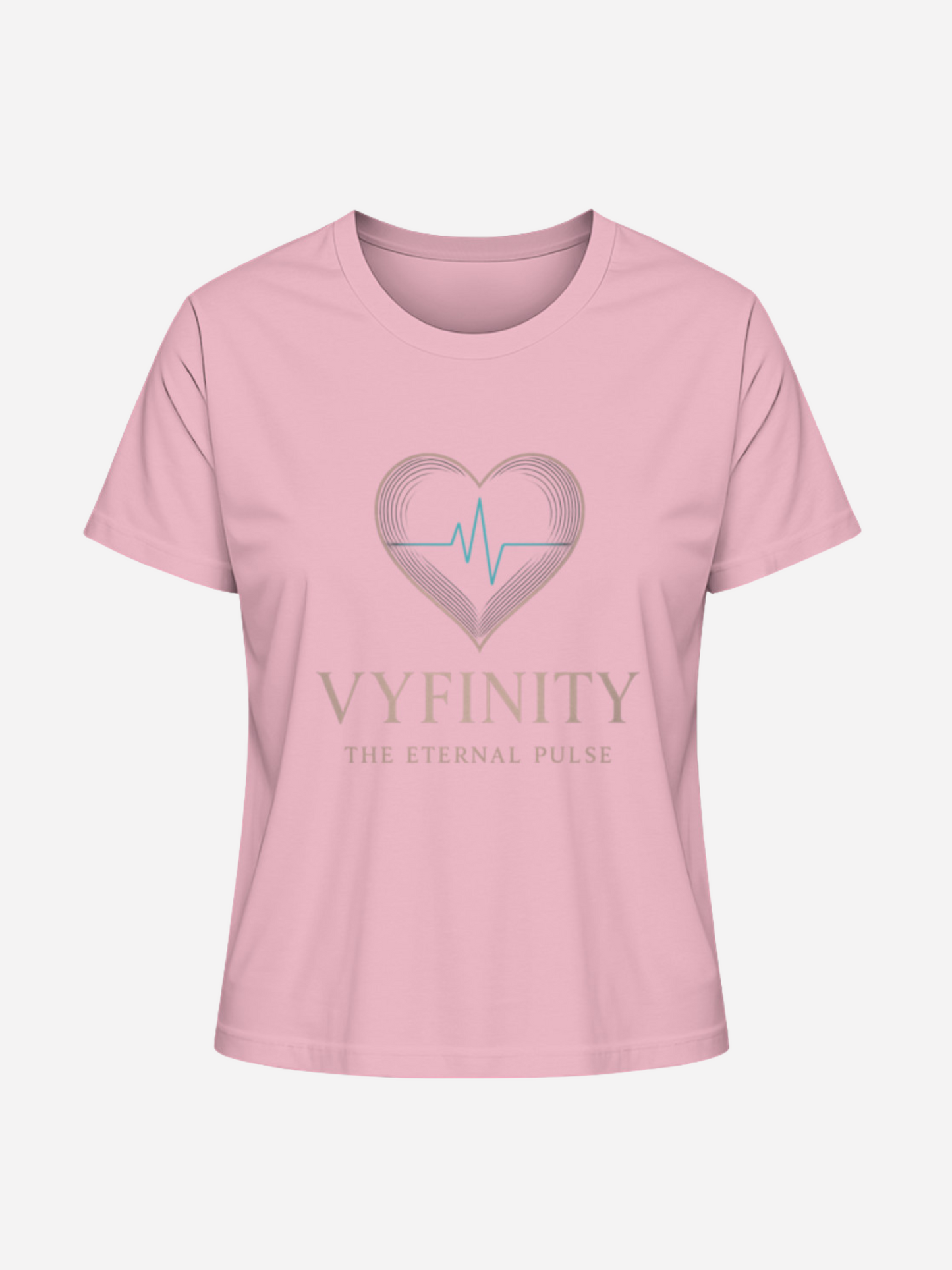 Vyfinity Damen T-Shirt in Cotton Pink mit Herz- und Puls-Logo – Aufschrift „The Eternal Pulse“