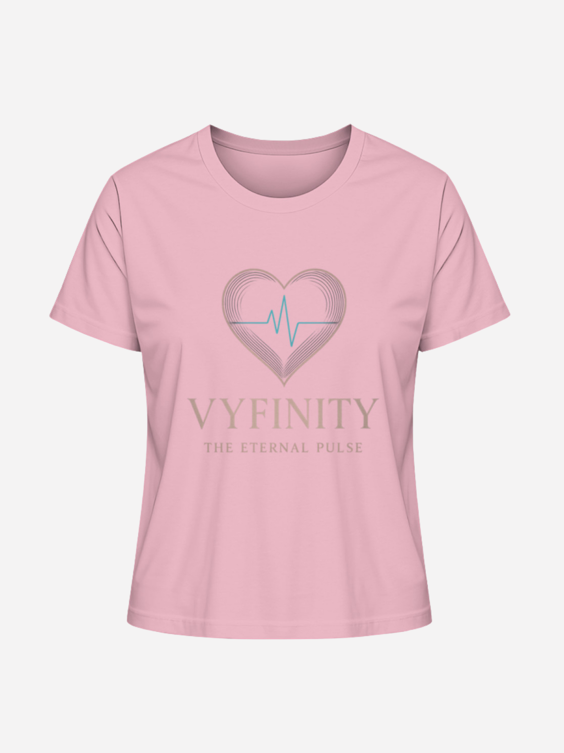Vyfinity Damen T-Shirt in Cotton Pink mit Herz- und Puls-Logo – Aufschrift „The Eternal Pulse“