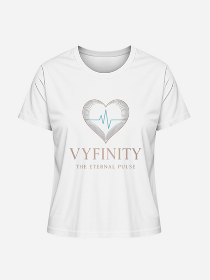 Vyfinity Damen T-Shirt in Weiß mit Herz- und Puls-Logo – Aufschrift „The Eternal Pulse“