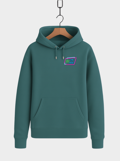 Vyfinity Hoodie grün Vorderseite mit Time is Money Neon Brustlogo Retro Urban Style