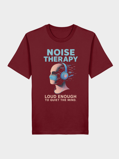 Vyfinity Noise Therapy T-Shirt Burgundy Weinrot – Unisex Shirt mit Front Print Noise Therapy Loud Enough to Quiet the Mind