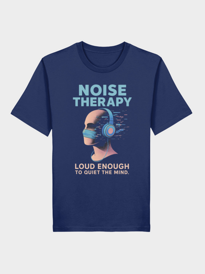 Vyfinity Noise Therapy T-Shirt Navy Blau – Unisex Shirt mit Front Print Noise Therapy Loud Enough to Quiet the Mind
