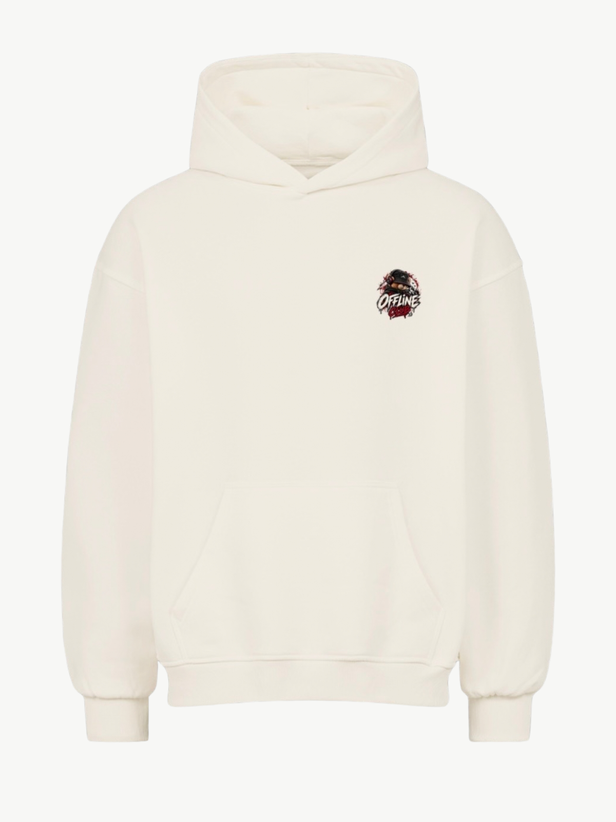 VYFINITY Offline Club Hoodie in Natural Raw – Vorderansicht mit kleinem Offline Club Brustprint