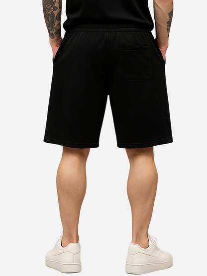 Vyfinity Omerta Shorts Rückansicht – schwarze Herren Streetwear Shorts mit Tasche hinten