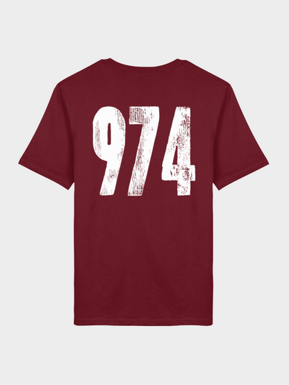Vyfinity Omertà T-Shirt in Bordeaux Rot Rückseite mit 974 Print