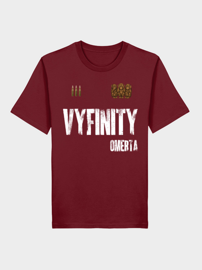 Vyfinity Omertà T-Shirt in Bordeaux Rot mit Frontprint und Vyfinity Logo