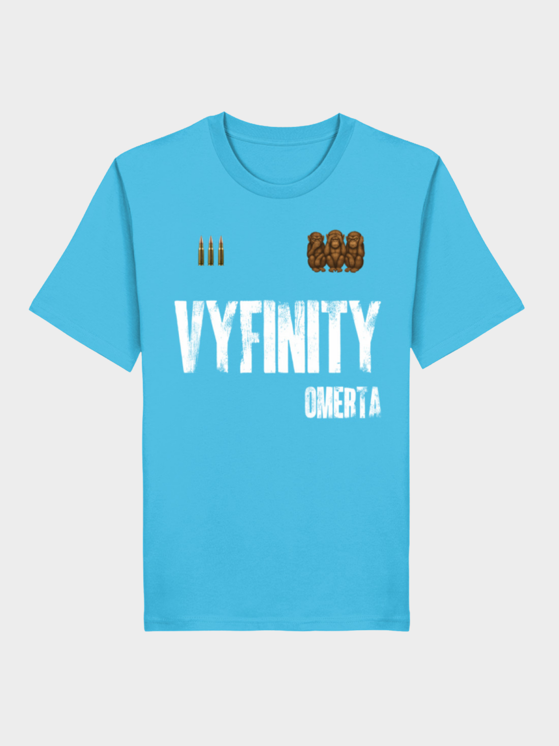 Vyfinity Omertà T-Shirt in Hellblau mit Front Logo Print