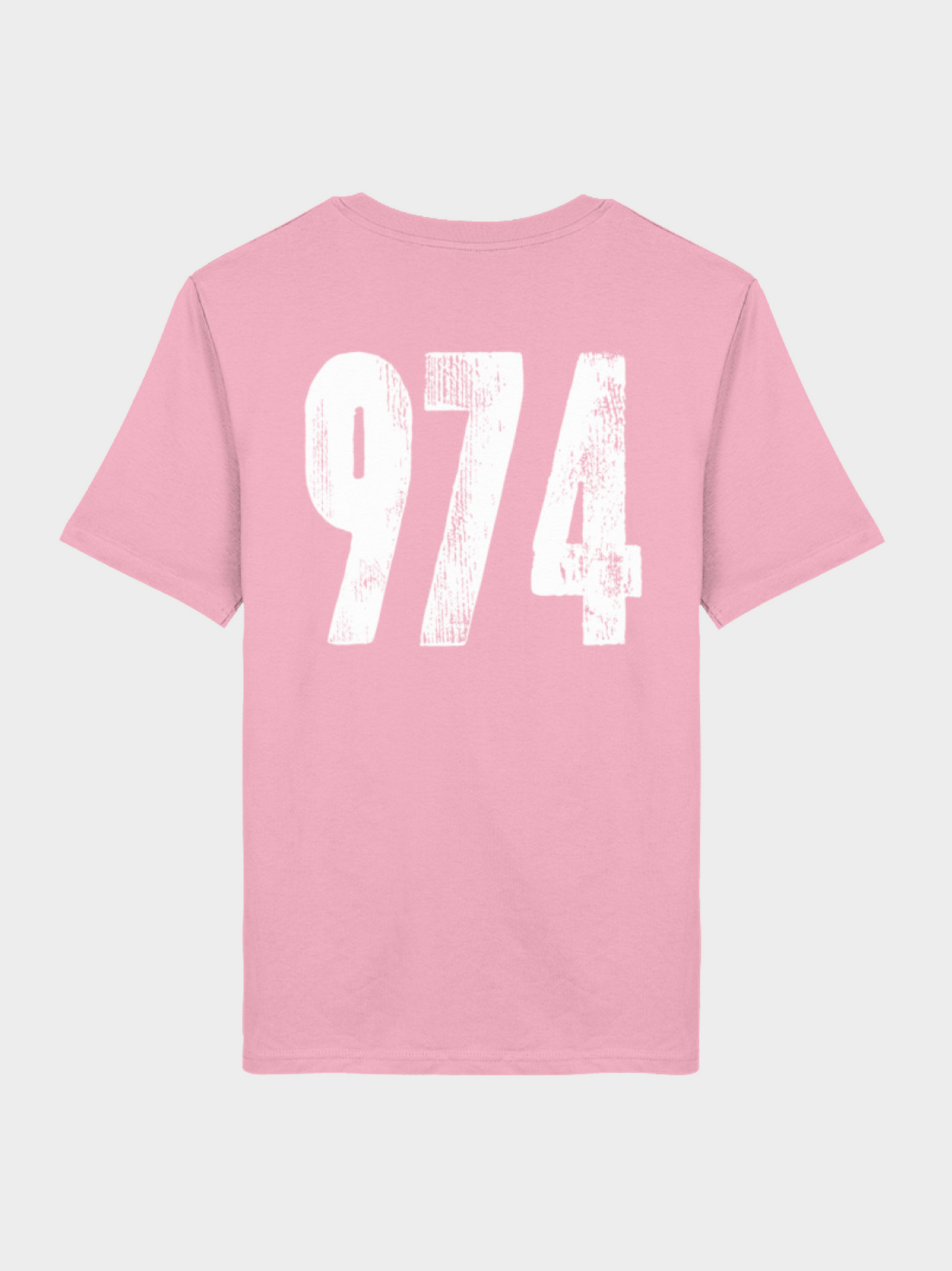 Vyfinity Omertà T-Shirt in Rosa Rückseite mit großem 974 Print im Vintage Look
