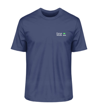 Vyfinity Pulse navyblaues T-Shirt „Focus Mode“ mit grünem Batterieladesymbol auf der Vorderseite