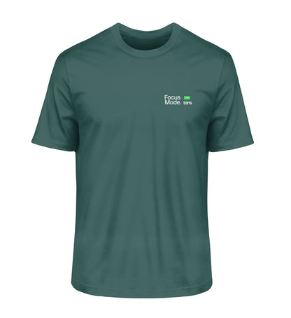 Vyfinity Pulse grünes T-Shirt „Focus Mode“ mit Batterieladesymbol in Grün auf der Vorderseite