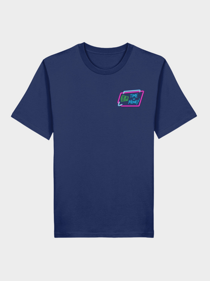 Vyfinity Time is Money T-Shirt in Navy Blau mit kleinem Neon Logo auf der Brust