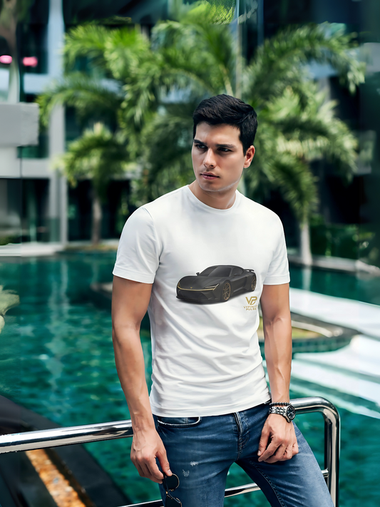 Weißes Vyfinity T-Shirt mit großem VP-Bauchtaschen-Motiv – moderner Streetwear-Look für urbane Styles