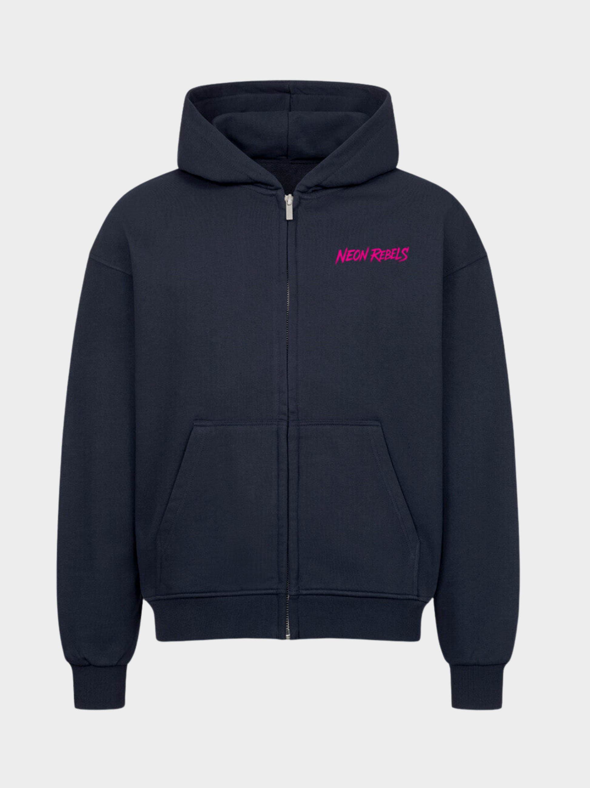 Vyfinity Zip Hoodie Neon Rebels Navy Blau mit kleinem Brustlogo Streetwear Kapuzenjacke