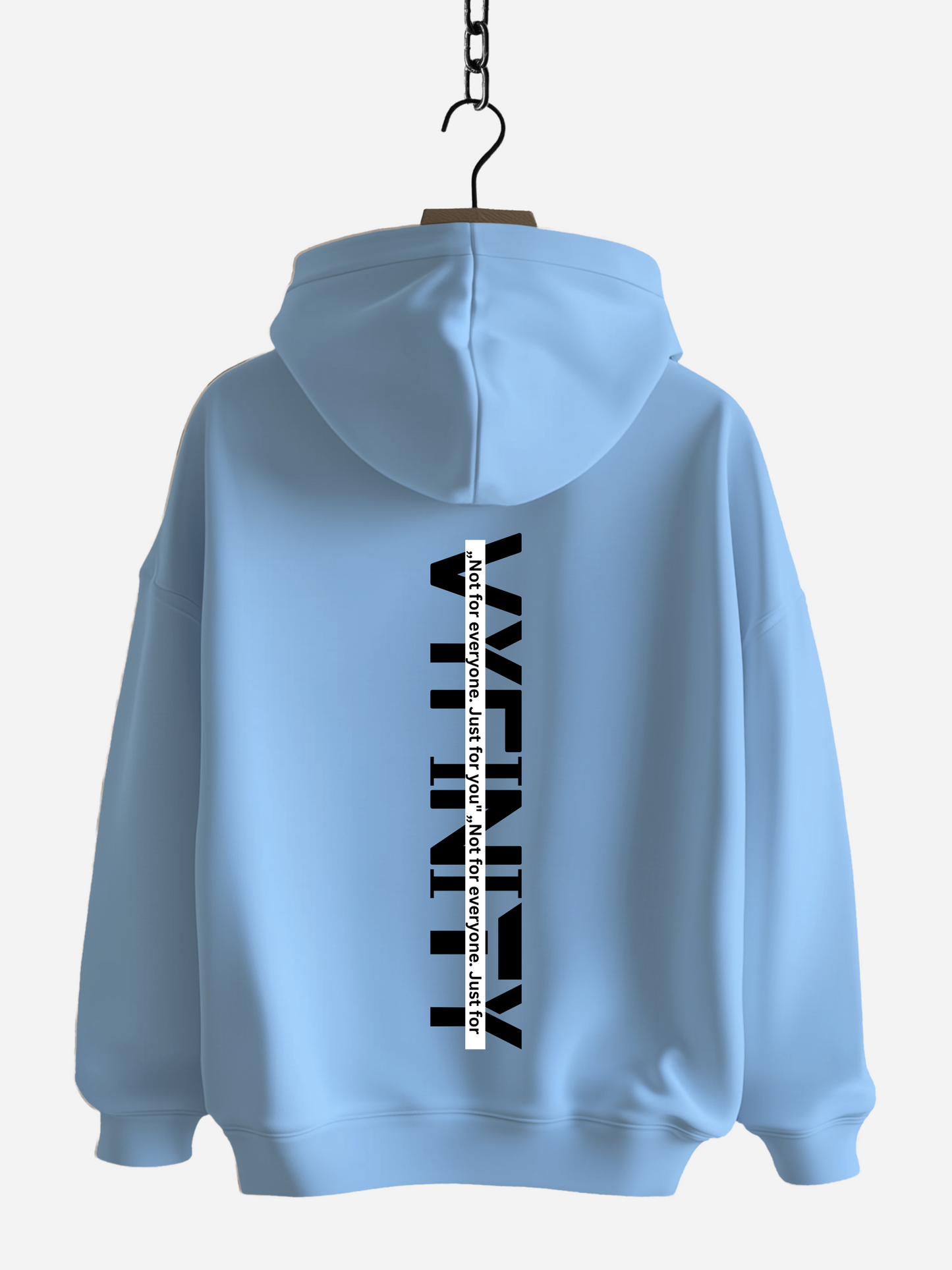 Vyfinity Zipper Hoodie Blue Soul – Unisex Kapuzenjacke in Hellblau mit schwarzem vertikalen Vyfinity Rückenprint moderner Streetwear