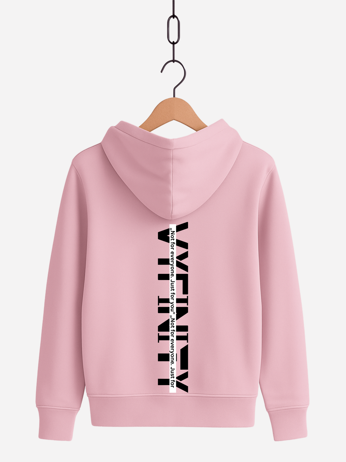 Vyfinity Zipper Hoodie Cotton Pink – Unisex Kapuzenjacke in Rosa mit großem schwarzen Vyfinity Schriftzug Rücken Streetwear