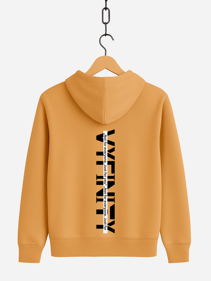 Vyfinity Zipper Hoodie Mustard Yellow – Unisex Kapuzenjacke in Senfgelb mit großem schwarzen Vyfinity Backprint Streetwear