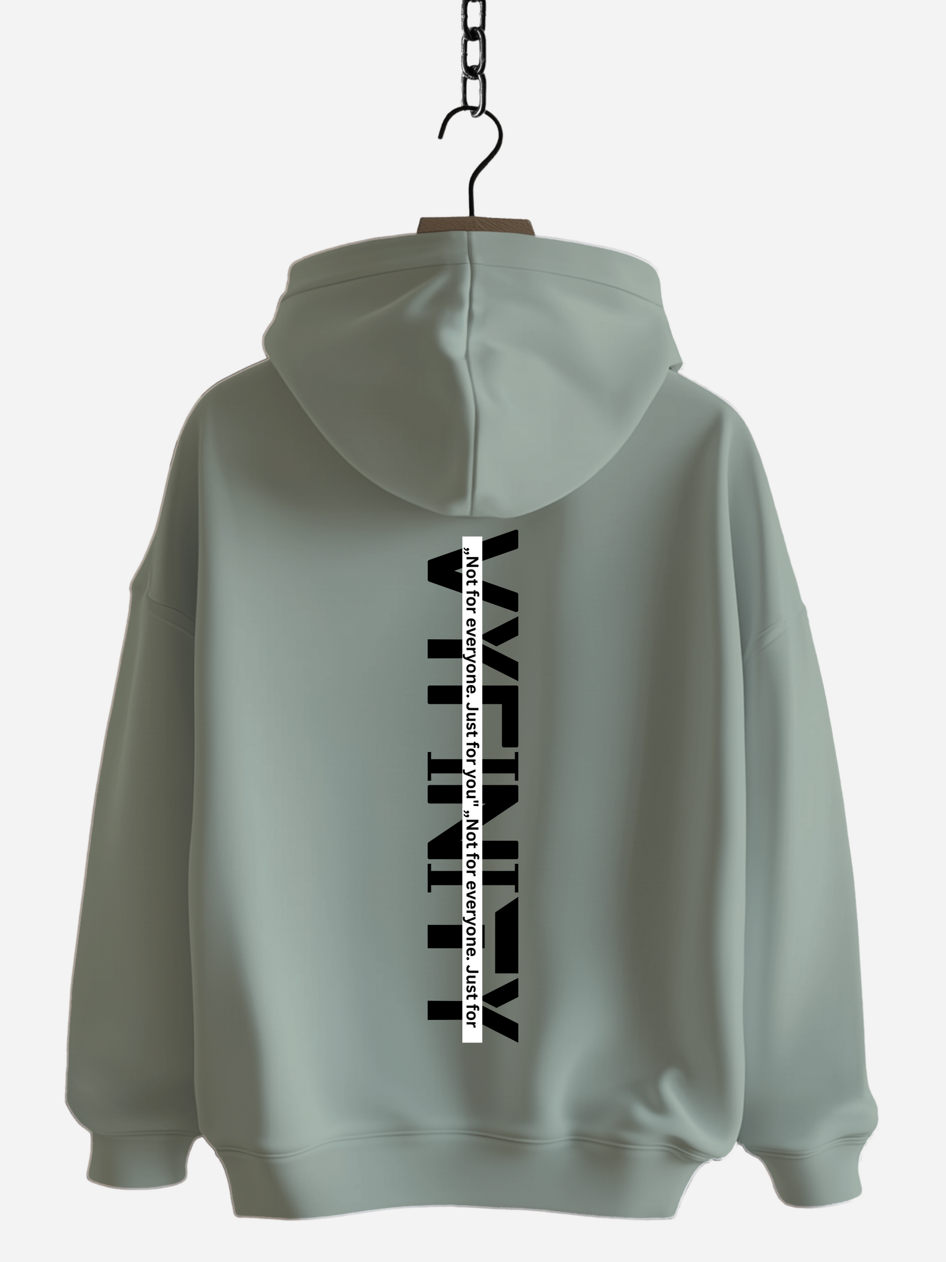 Vyfinity Zipper Hoodie Sage – Unisex Kapuzenjacke in Salbei Grün mit großem schwarzen Vyfinity Rückenprint Streetwear
