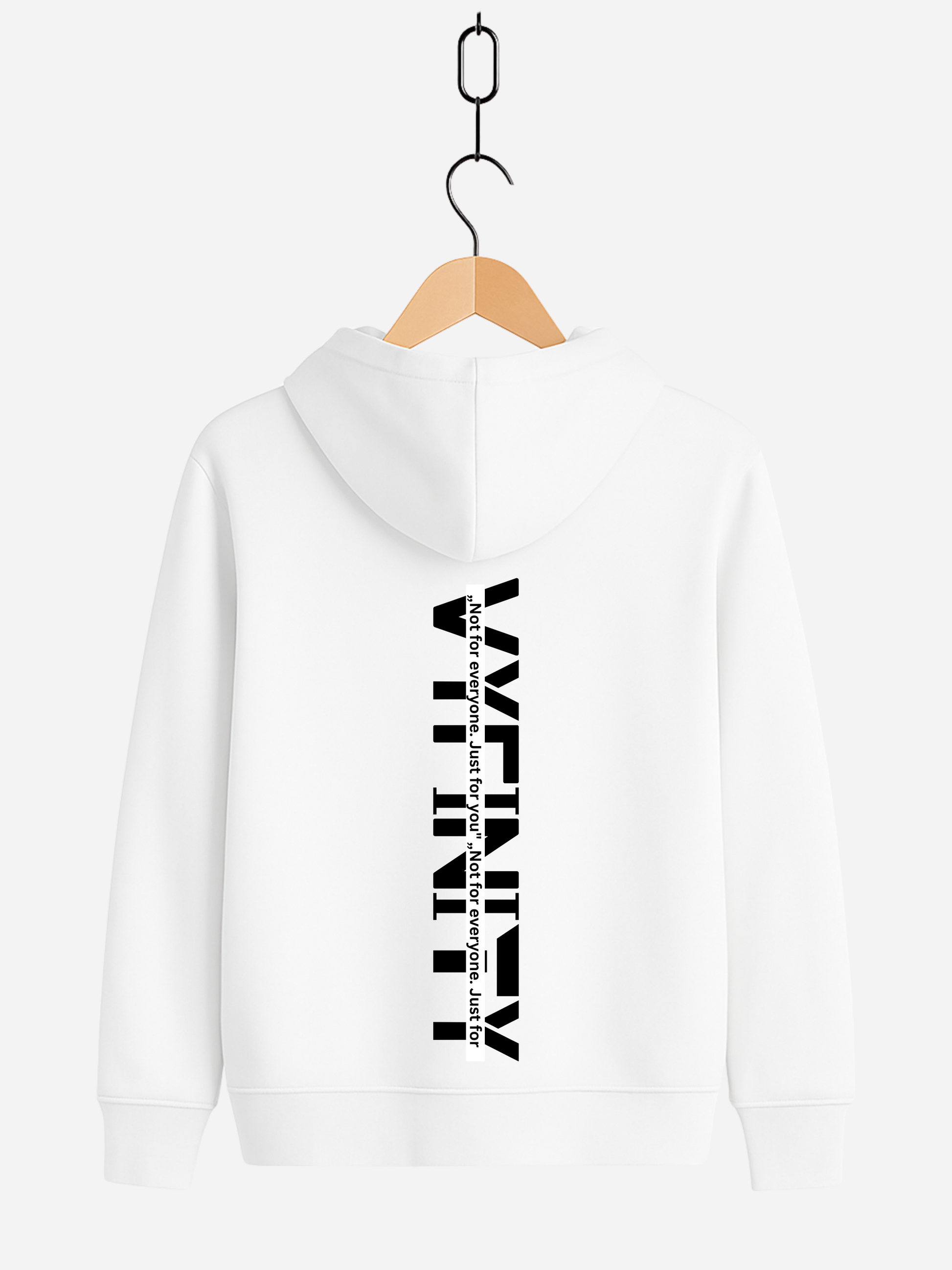 Vyfinity Zipper Hoodie Weiß – Unisex Kapuzenjacke mit schwarzem Vyfinity Backprint moderner Streetwear Stil