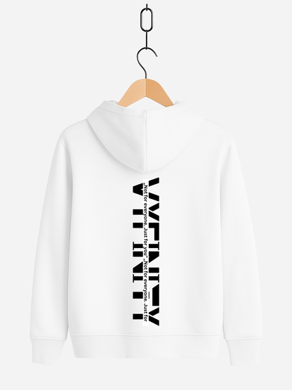 Vyfinity Zipper Hoodie Weiß – Unisex Kapuzenjacke mit schwarzem Vyfinity Backprint moderner Streetwear Stil
